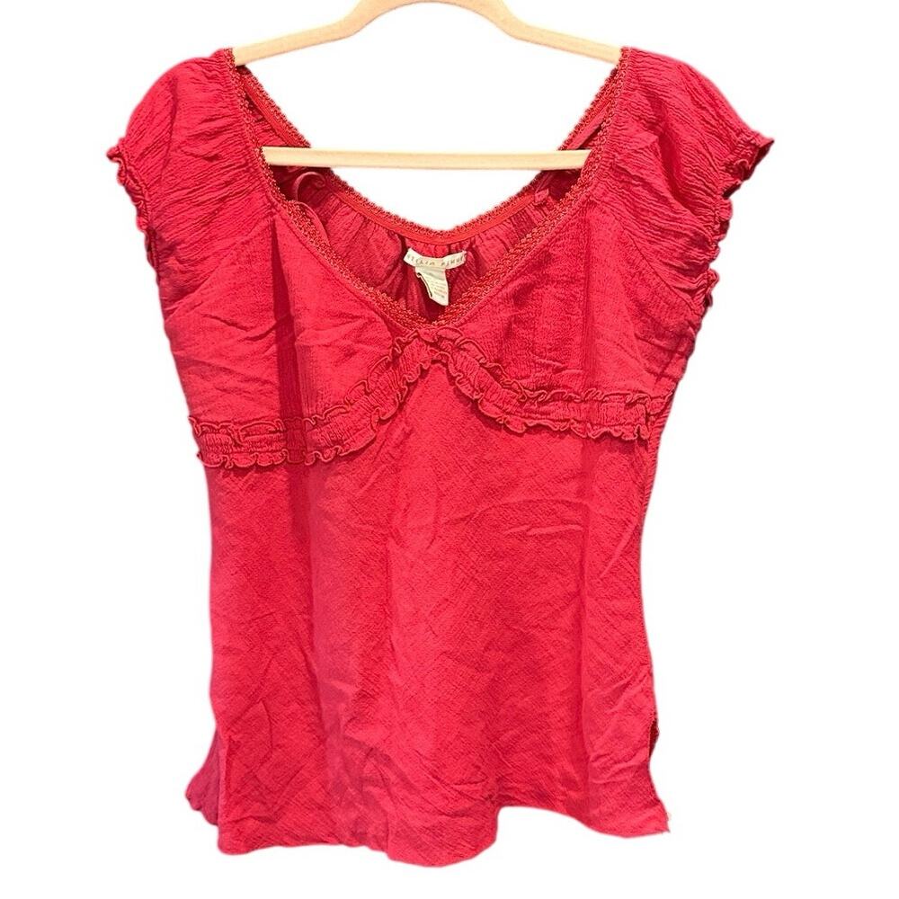 Y2K Vintage Antilia Femme Red Boho Cotton Babydoll Fairy Sleeveless Top XL - Picture 8 of 9